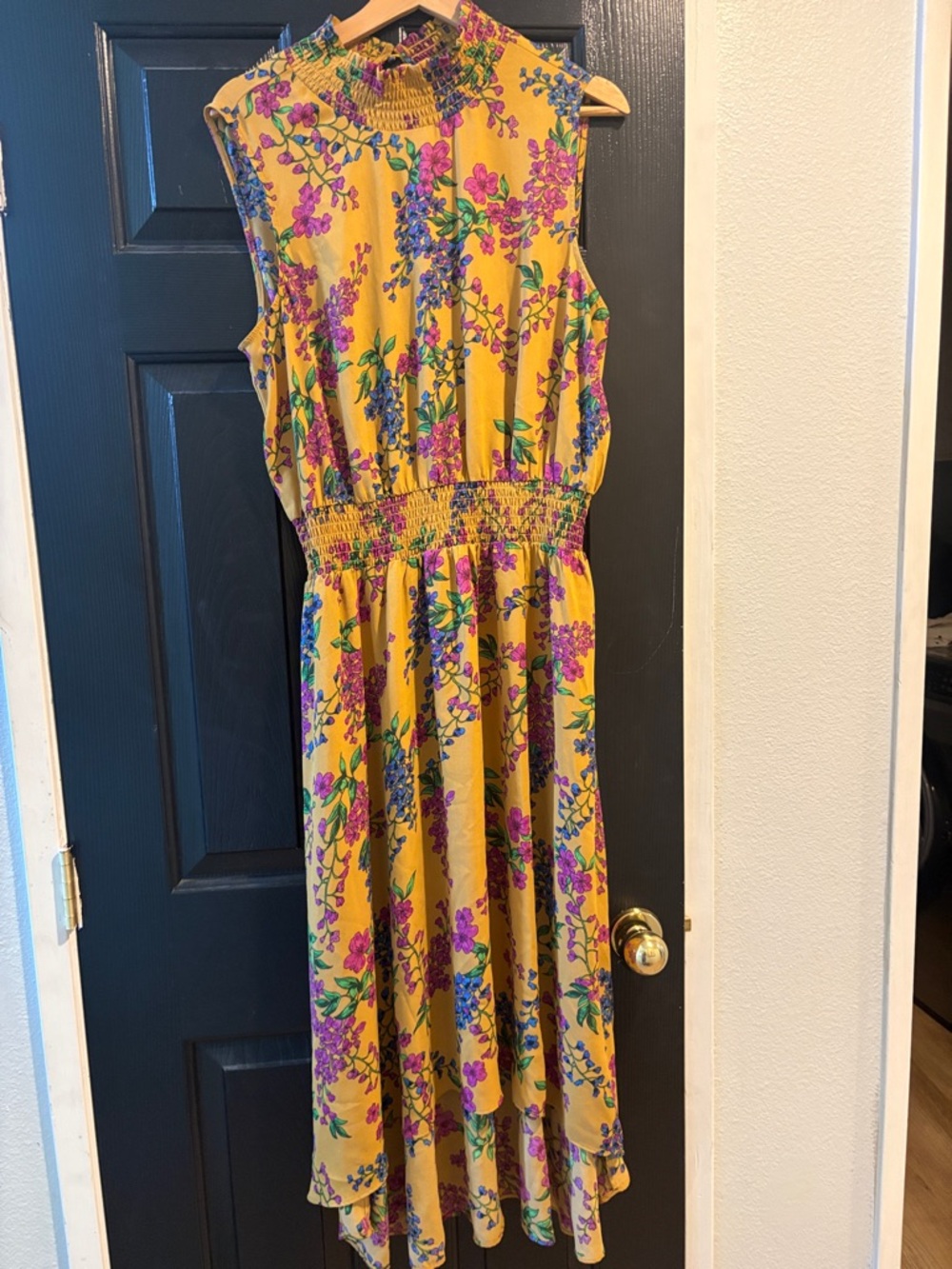 Nanette Lepore Yellow Floral Smocked Dress
